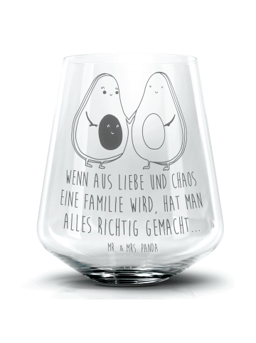 Mr. & Mrs. Panda Blümchentail Glas Avocado Pärchen mit Spruch in Transparent