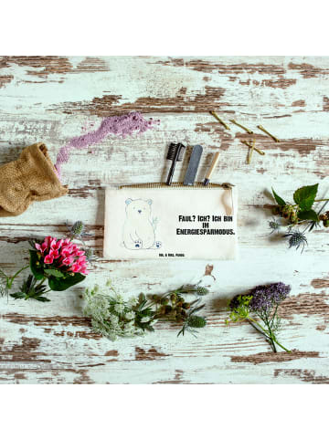 Mr. & Mrs. Panda Kosmetiktasche Eisbär Faul mit Spruch in Weiß