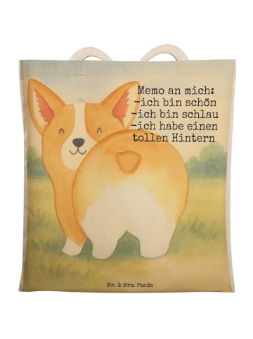 Mr. & Mrs. Panda Einkaufstasche Corgi Po Design mit Spruch in Weiß