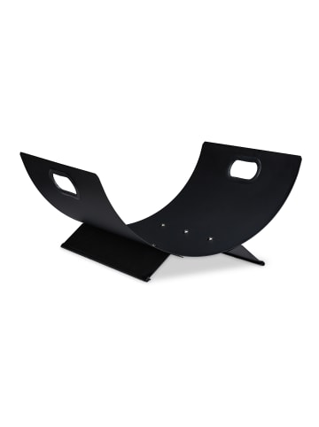 relaxdays Kaminholzkorb in Schwarz - (B)40,5 x (H)18,5 x (T)33 cm