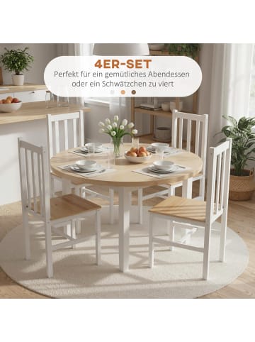 HOMCOM Esszimmerstühle in Naturholz 47,5L x 38,5B x 99H cm