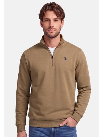 U.S. Polo Assn. U.S. POLO ASSN. Herren Pullover Half Zip P017 in Camel-Navy