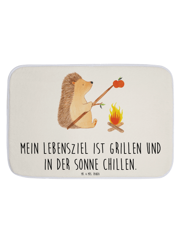 Mr. & Mrs. Panda Badteppich Igel Grillen mit Spruch in Weiß