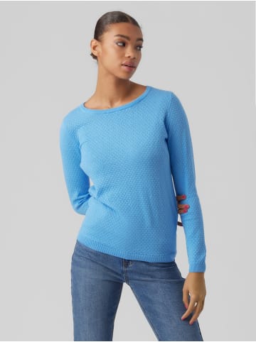 Vero Moda Feinstrick Pullover Struktur Rundhals Longsleeve VMCARE in Babyblau