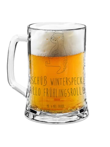 Mr. & Mrs. Panda Gravur Bierkrug Otter Bauch mit Spruch in Transparent