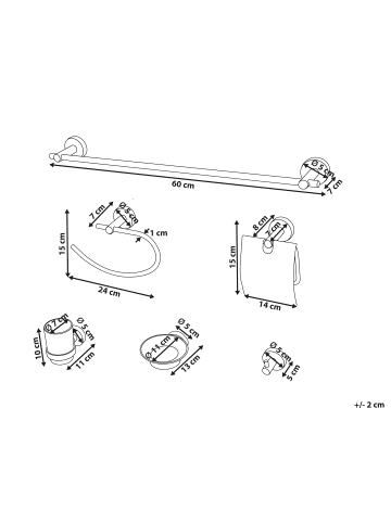 Beliani 6-tlg Badaccessoires Set ZARUMA in Silber