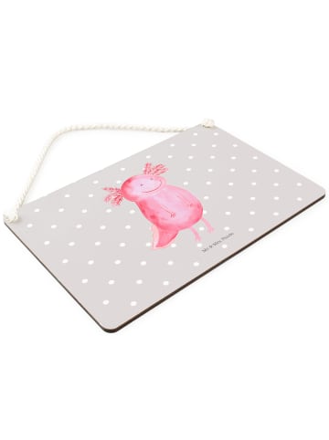 Mr. & Mrs. Panda Deko Schild Axolotl Glücklich ohne Spruch in Grau Pastell