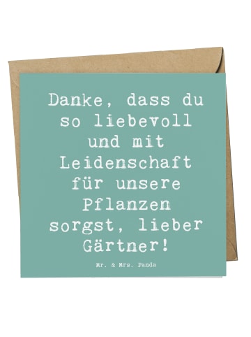 Mr. & Mrs. Panda Glückwunschkarte Spruch Lieber Gärtner mit Spruch in Meeresbrise