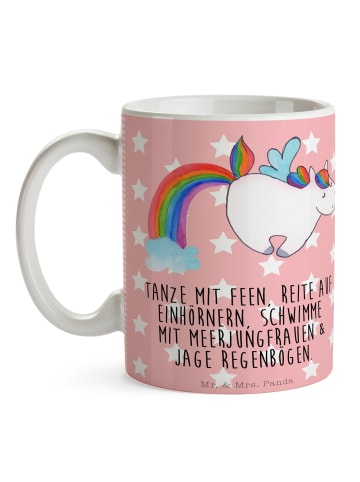 Mr. & Mrs. Panda Tasse Einhorn Pegasus mit Spruch in Rot Pastell