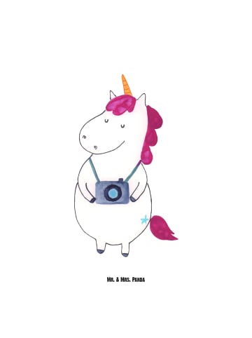 Mr. & Mrs. Panda Wasserflasche Einhorn Fotograf ohne Spruch in Weiß