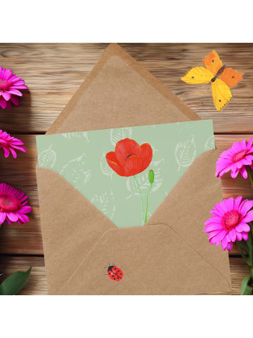 Mr. & Mrs. Panda Deluxe Karte Blume Mohnblume mit Spruch in Blattgrün