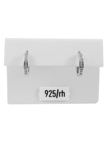 Adeliás Damen Ohrringe – Klappcreole aus 925 Silber mit Zirkonia in silber
