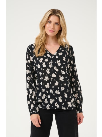 Kaffe Langarm-Bluse KAamber in Black/White Flower Print