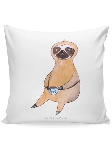 Mr. & Mrs. Panda kissen für sofa Faultier Kaffee ohne Spruch in Weiß