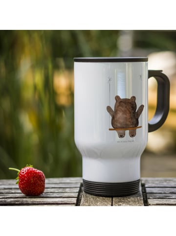 Mr. & Mrs. Panda Edelstahl-Thermobecher Bär Schaukel ohne Spruch in Weiß