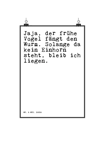 Mr. & Mrs. Panda Wandbild Jaja, der frühe Vogel... mit Spruch in Weiß