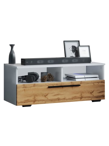 VCM  Holz TV Lowboard Möbel Fernsehschrank Arila L in Weiß / Honig-Eiche
