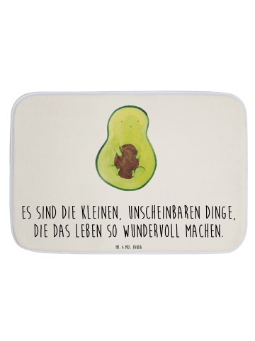 Mr. & Mrs. Panda Duschmatte Avocado Kern mit Spruch in Weiß