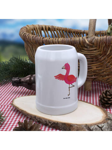 Mr. & Mrs. Panda Bierkrug Flamingo Yoga ohne Spruch in Weiß