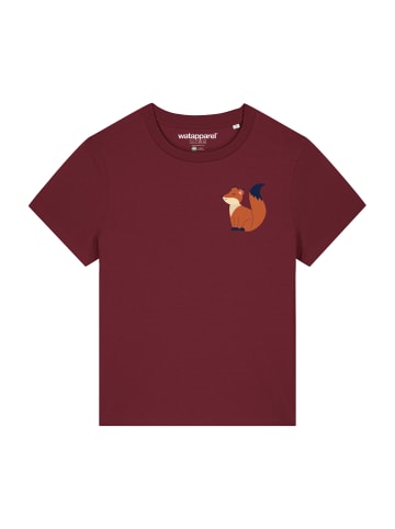 wat? Apparel T-Shirt Cute Fox in Weinrot