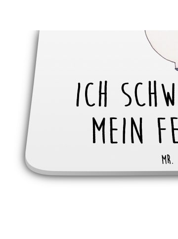 Mr. & Mrs. Panda Glasuntersetzer Einhorn Fitness mit Spruch in Weiß