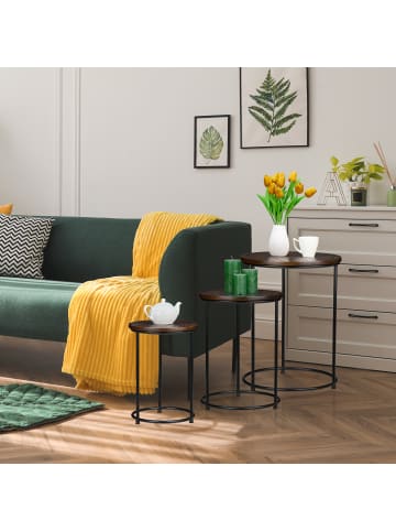 relaxdays 3-tlg. Satztisch-Set in Braun/ Schwarz