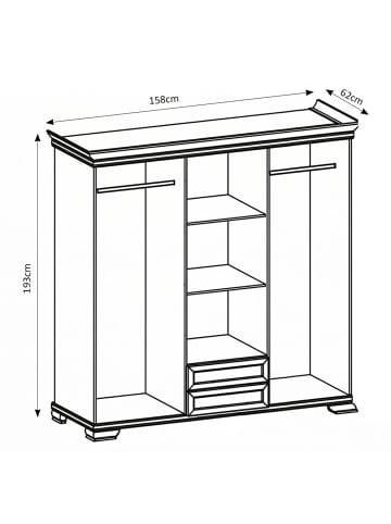 Feldmann-Wohnen Kleiderschrank Kora andersen pinie 158 / 62 / 193cm