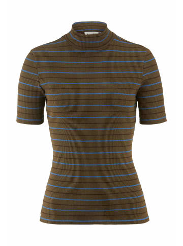 Hessnatur Hessnatur Slubrib Streifen T-Shirt Slim aus Bio-Baumwolle in vintage oliv