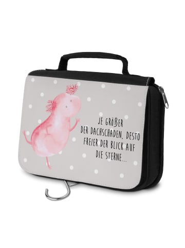 Mr. & Mrs. Panda Make-Up Tasche Axolotl Tanzen mit Spruch in Grau Pastell