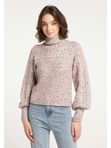 myMo Damen Strickpullover in Grau Pink