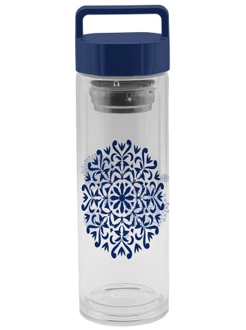 Geda Labels Teeflasche mit Teesieb Classic Blue Ornament in Blau - 400 ml