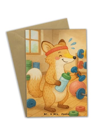 Mr. & Mrs. Panda babykarte Fuchs Fitness Design ohne Spruch in Weiß