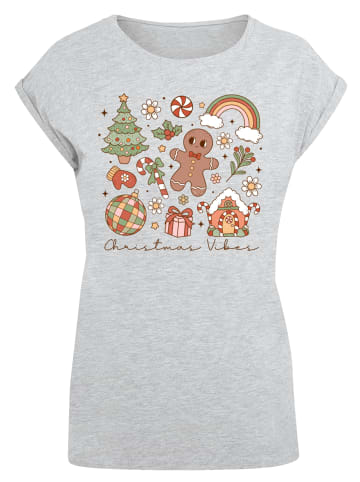 F4NT4STIC T-Shirt Weihnachten Vibes Cozy Cute Winter in grau meliert