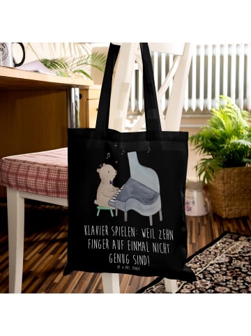 Mr. & Mrs. Panda Tote Bag Klavier Magie mit Spruch in Schwarz