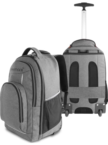 normani Rucksack mit Trolleyfunktion 30 Liter Yori in Grau mit Reflektoren