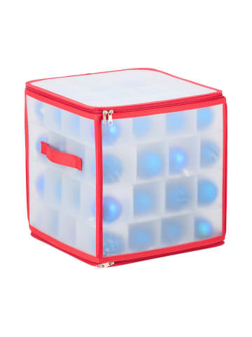 relaxdays 2 x Weihnachtskugel-Aufbewahrungsbox in Transparent/ Rot - (B)30x(H)31x(T)30 cm