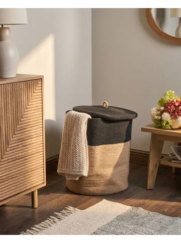 Beliani Korb SILOPI in Schwarz/Beige - (W) 44 x (H) 52 x (L) 44 cm