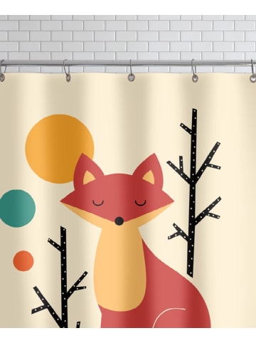 Juniqe Duschvorhang "Rainbow Fox" in Bunt & Cremeweiß