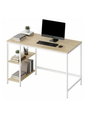 VASAGLE Schreibtisch Barnet in Beige-Weiß - (B)120 x (H)76 x (T)60 cm