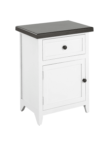 Beliani Nachttisch LAYOLA in Weiß/Braun - (W) 40 x (H) 55 x (L) 30 cm