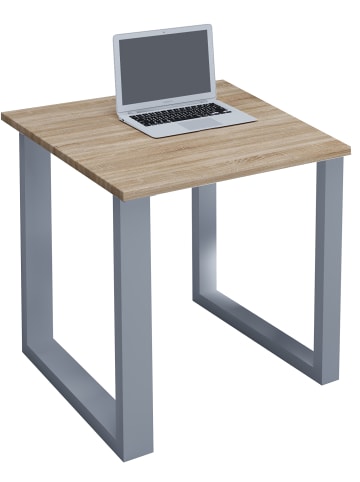 VCM  Holz Schreibtisch Bürotisch Computertisch Lona U in Silber / Sonoma-Eiche