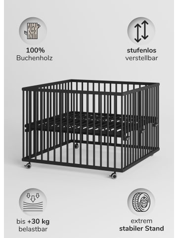 Sämann Sämann Laufgitter mit Matratze Cloud Air & Lattenrost - Black Edition - Premium