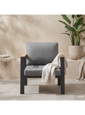home24 Loungesessel Aviel in Anthrazit / Braun