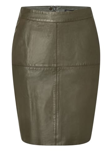 More & More edler Midi-Lederrock, schmal in fine olive
