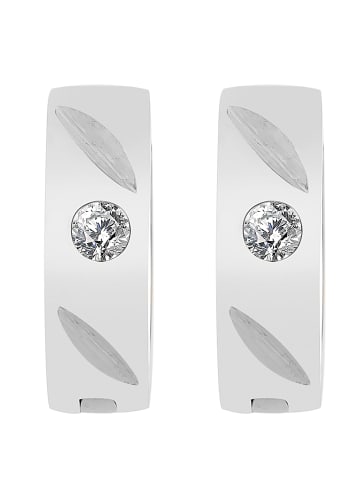 Adeliás Damen Ohrringe – Klappcreole aus Edelstahl mit Strass Steinchen in silber