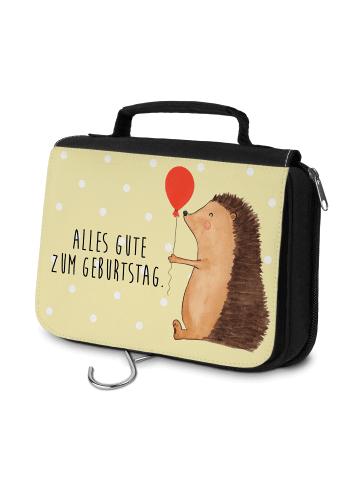 Mr. & Mrs. Panda Waschtasche Igel Luftballon mit Spruch in Gelb Pastell