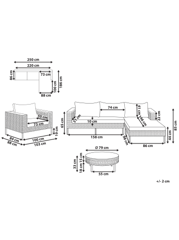 Beliani 3-tlg Sitzgruppe CALASETTA in Beige