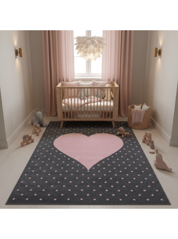KADIMA DESIGN Teppich Kinder Kurzflor Herz Polypropylen Kinderzimmer