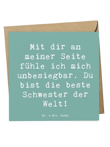 Mr. & Mrs. Panda Glückwunschkarte Spruch Beste Schwester mit Spruch in Meeresbrise