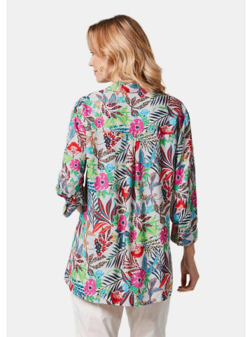 GOLDNER Druckbluse in exotischem Muster in koralle / grün / gemustert